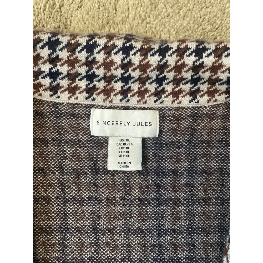 Sincerely Jules Viscose Houndstooth Blazer Black Brown Classic Staple Size XL